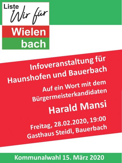 Infoabend für Haunshofen und Bauerbach Infoabend für Haunshofen und Bauerbach
